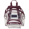 JanSport 10L Mini Pack – Clear Stadium/Concert Bag, Clear | Compact & Lightweight Festival Bag with Adjustable Straps & Zippered Pocket(Cherry Lacquer)