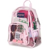 JanSport 10L Mini Pack – Clear Stadium/Concert Bag, Clear | Compact & Lightweight Festival Bag with Adjustable Straps & Zippered Pocket(Pink Ice)