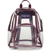 JanSport 10L Mini Pack – Clear Stadium/Concert Bag, Clear | Compact & Lightweight Festival Bag with Adjustable Straps & Zippered Pocket(Cherry Lacquer)