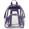 JanSport 10L Mini Pack – Clear Stadium/Concert Bag, Clear | Compact & Lightweight Festival Bag with Adjustable Straps & Zippered Pocket(Grape Jelly)