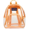 JanSport 10L Mini Pack – Clear Stadium/Concert Bag, Clear | Compact & Lightweight Festival Bag with Adjustable Straps & Zippered Pocket(Orange Soda)