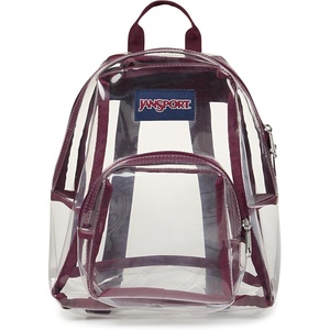 JanSport 10L Mini Pack – Clear Stadium/Concert Bag, Clear | Compact & Lightweight Festival Bag with Adjustable Straps & Zippered Pocket(Cherry Lacquer)