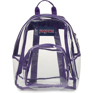 JanSport 10L Mini Pack – Clear Stadium/Concert Bag, Clear | Compact & Lightweight Festival Bag with Adjustable Straps & Zippered Pocket(Grape Jelly)