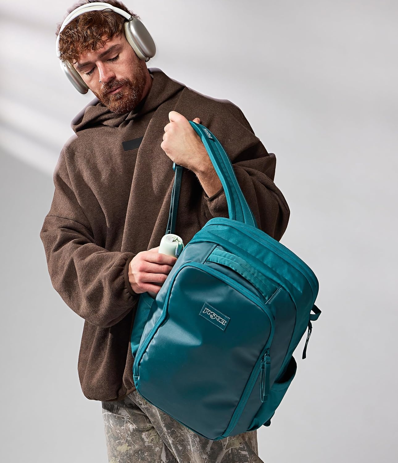 image:imageJanSport Good Latitude Travel Pack 30L WaterResistant Carry On Backpack 16 Inch Padded Laptop Sleeve amp Luggage Strap Weekender Bag Smokey GritEmerald Pool