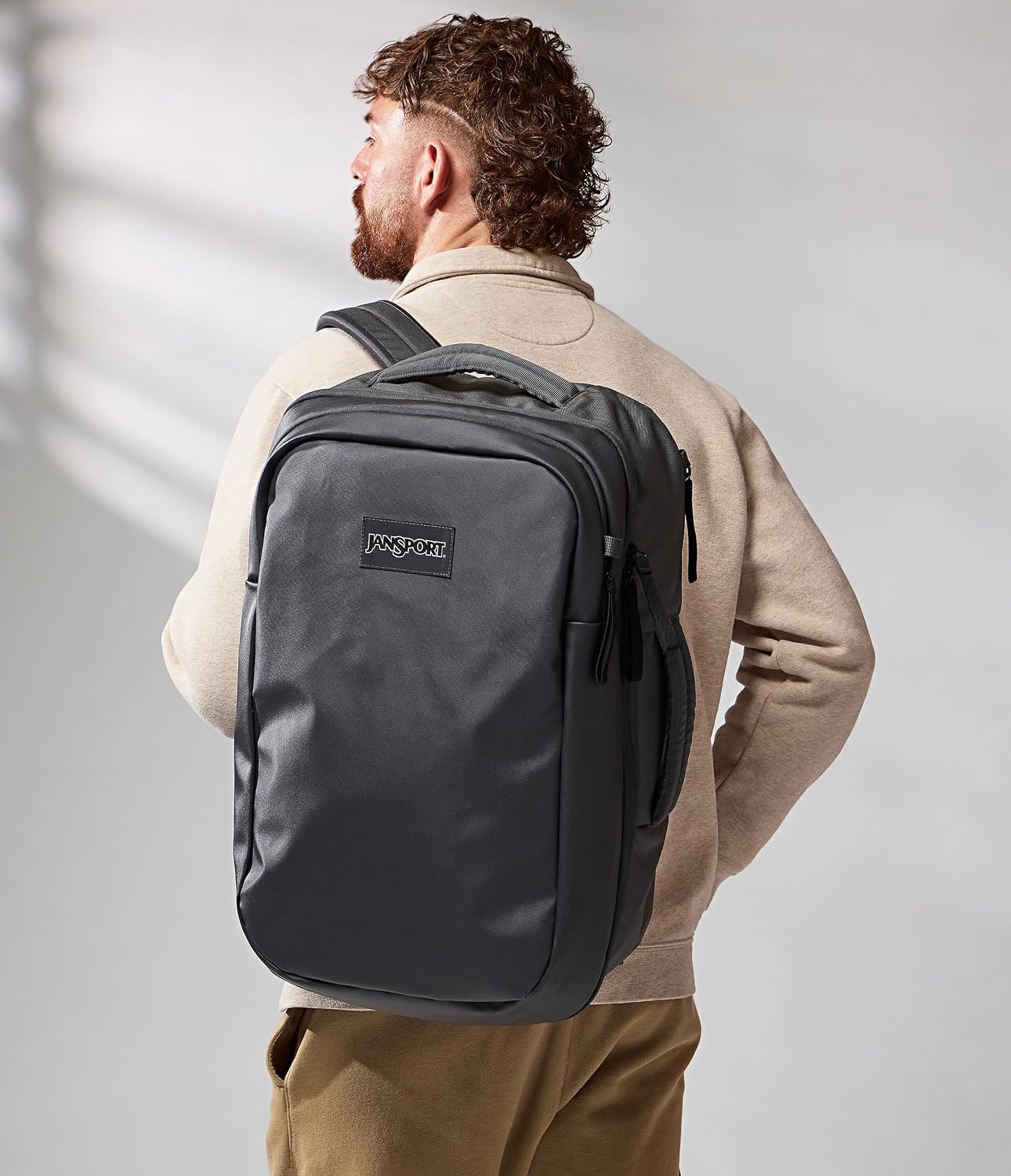 image:imageJanSport Good Latitude Travel Pack 40L Large Carry On Backpack AntiTheft Zippers amp 16 Inch Laptop Sleeve Weekender Bag for Travel Smokey GritSmokey Grit