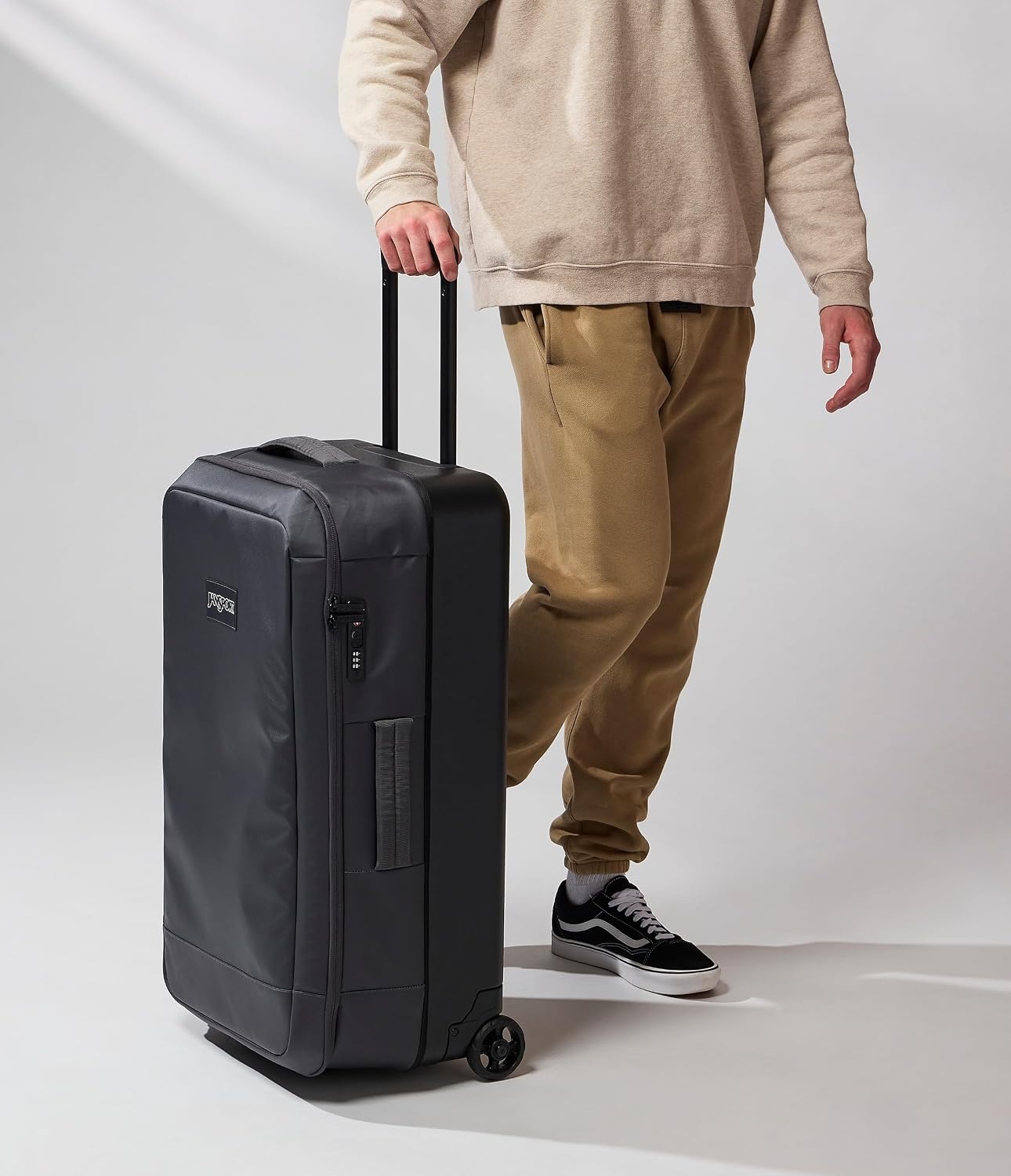 image:imageJansport Good Latitude 95L Rolling Duffel Bag Checked Bag Heavy Duty Travel Suitcase with Wheels TSA Lock amp Polycarbonate Hard Shell Bottom Elemental BlueSmokey Grit