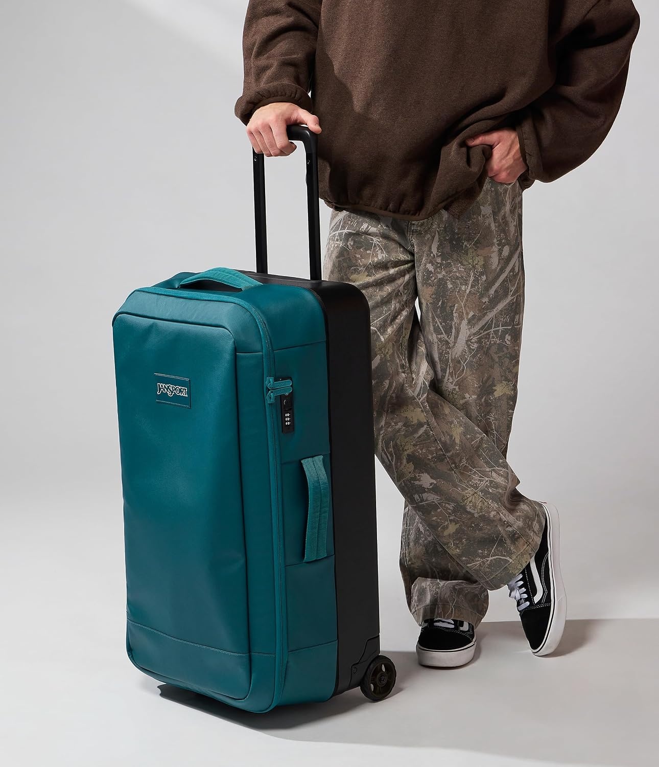 image:imageJansport Good Latitude 95L Rolling Duffel Bag Checked Bag Heavy Duty Travel Suitcase with Wheels TSA Lock amp Polycarbonate Hard Shell Bottom Elemental BlueEmerald Pool