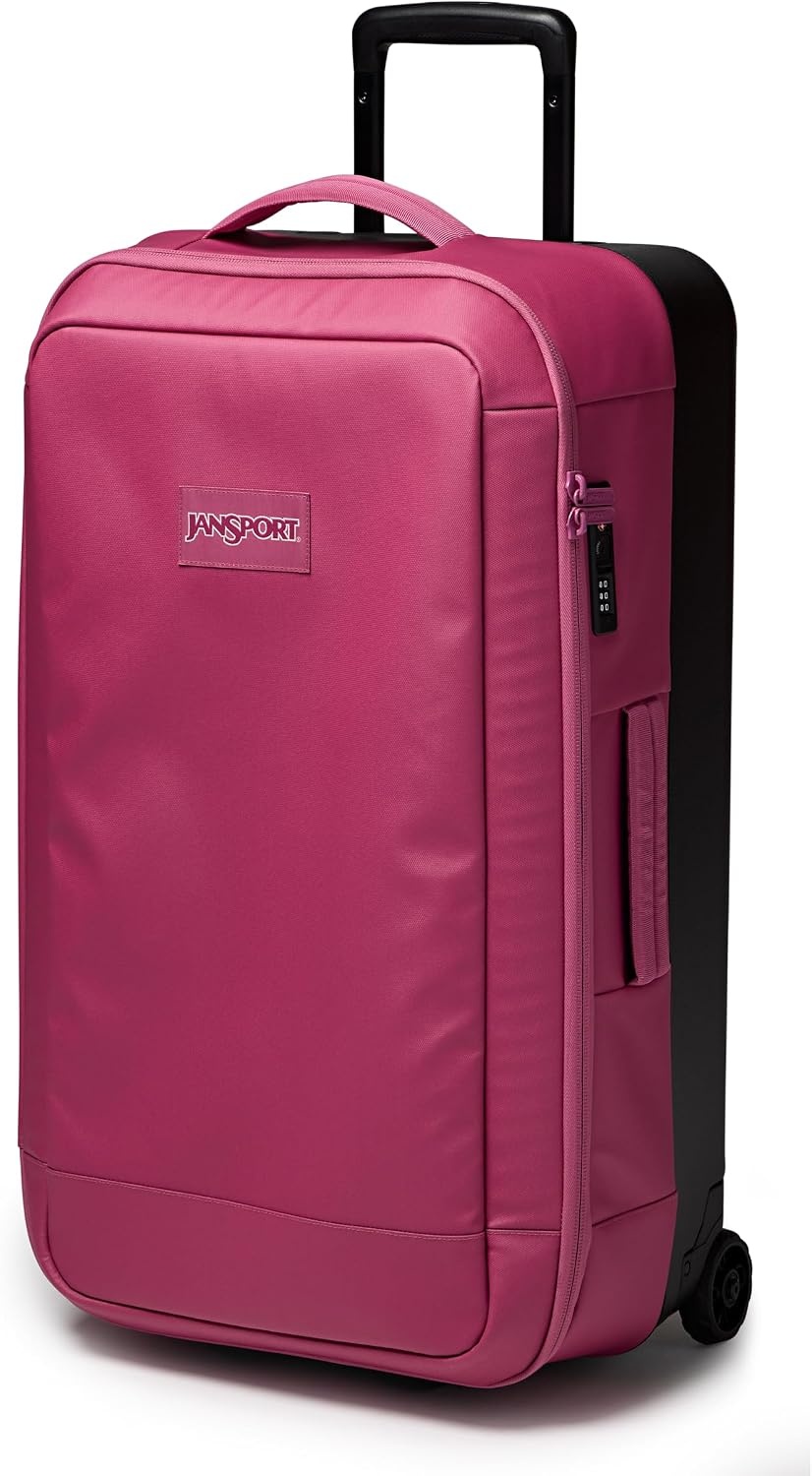 image:imageJansport Good Latitude 95L Rolling Duffel Bag Checked Bag Heavy Duty Travel Suitcase with Wheels TSA Lock amp Polycarbonate Hard Shell Bottom Elemental BlueMauve Haze