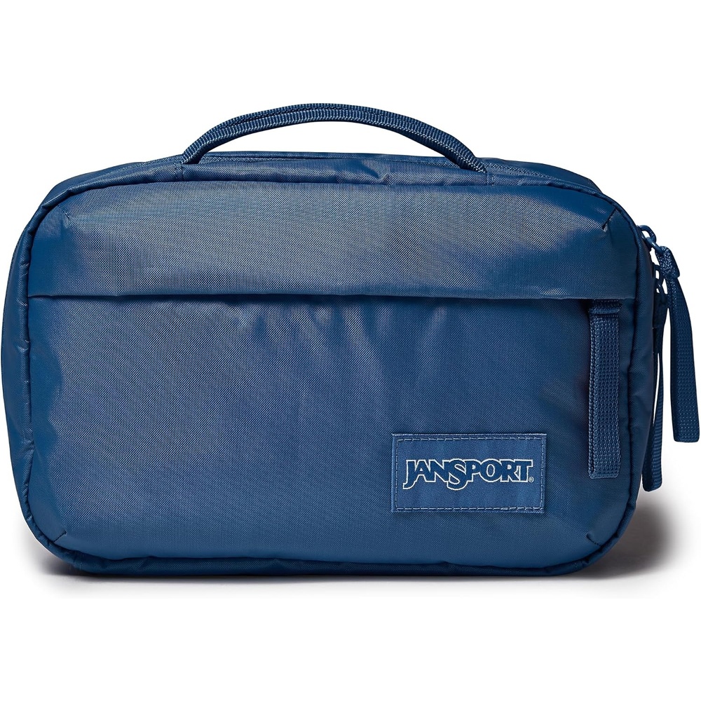 image:imageJanSport Good Latitude Hanging Toiletry Bag for Travel  Accordion Cosmetic Case with Waterproof Toothbrush Pocket  Hygiene Organizer 6L Smokey GritElemental Blue