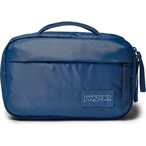 JanSport Good Latitude Hanging Toiletry Bag for Travel – Accordion Cosmetic Case with Waterproof Toothbrush Pocket – Hygiene Organizer 6L, Smokey Grit(Elemental Blue)
