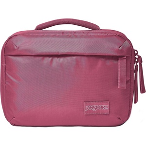 JanSport Good Latitude Hanging Toiletry Bag for Travel – Accordion Cosmetic Case with Waterproof Toothbrush Pocket – Hygiene Organizer 6L, Smokey Grit(Mauve Haze)