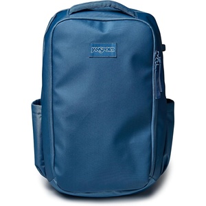 JanSport Good Latitude Travel Pack 30L – Water-Resistant Carry On Backpack – 16 Inch Padded Laptop Sleeve & Luggage Strap Weekender Bag, Smokey Grit(Elemental Blue)