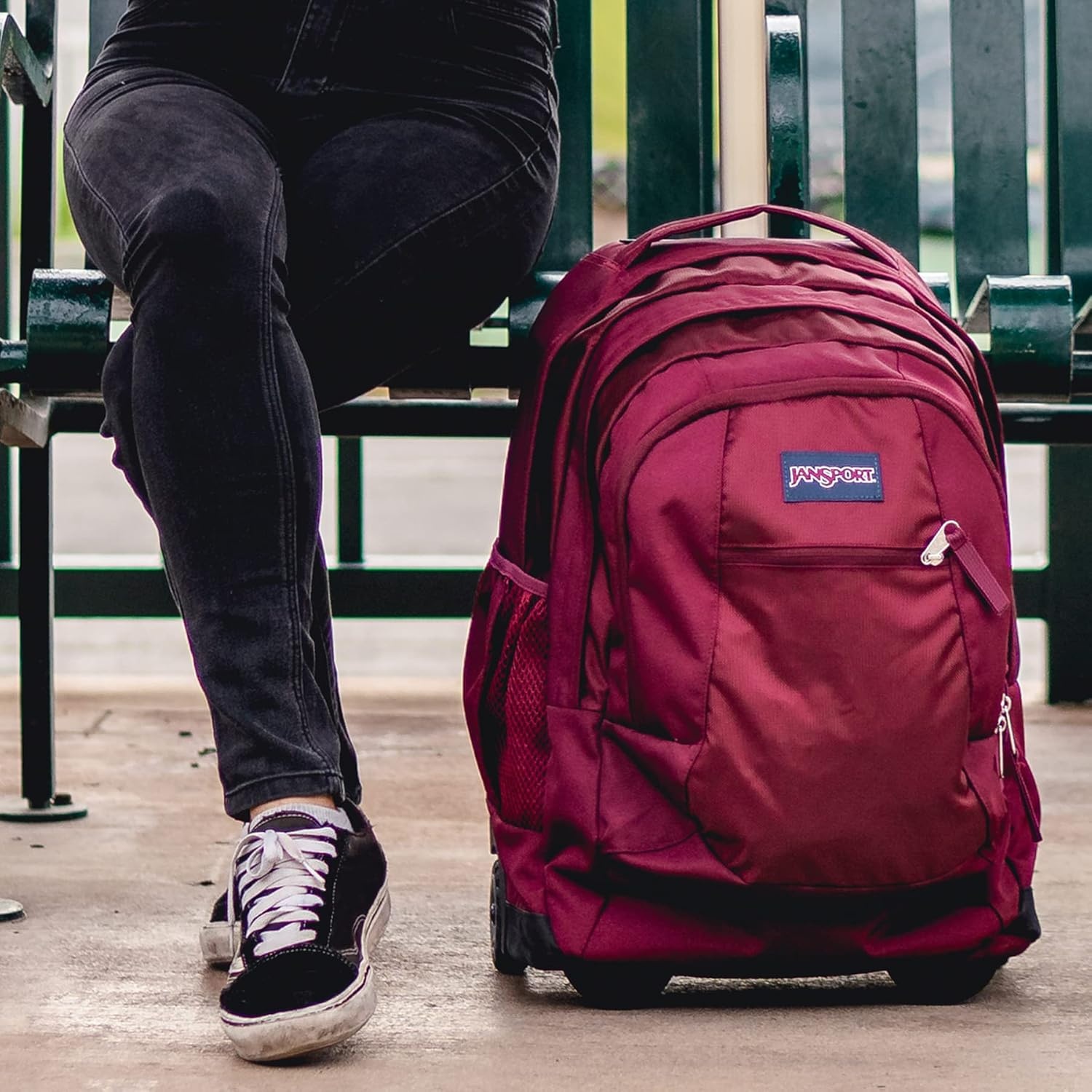image:imageJanSport Driver 8 Rolling Backpack Wheeled Travel Bag with 15Inch Laptop Sleeve One Size BlackNavy