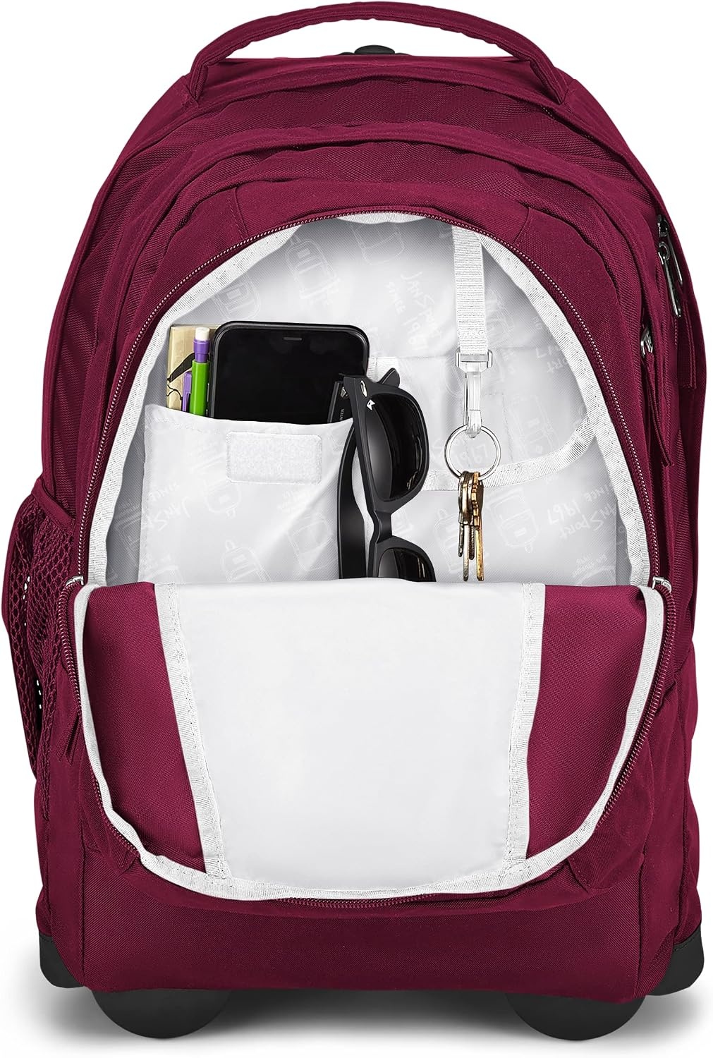 image:imageJanSport Driver 8 Rolling Backpack Wheeled Travel Bag with 15Inch Laptop Sleeve One Size BlackRusset Red
