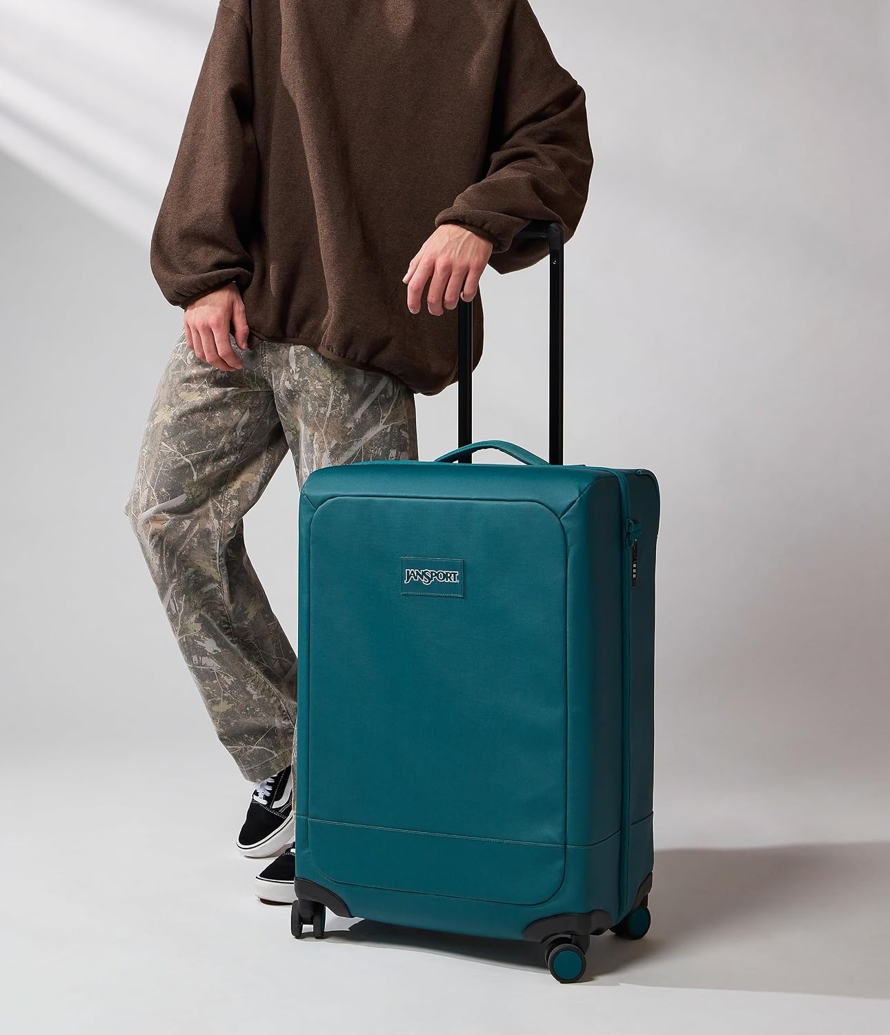 image:imageJanSport Good Latitude Checked Spinner Suitcase 68L Water Resistant Travel Luggage 26inch Large Durable Lightweight Rolling Hardside Softside Bag Smokey GritEmerald Pool