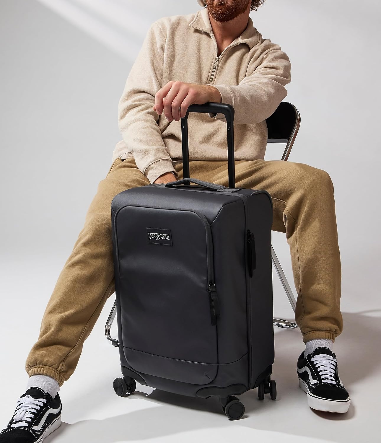 image:imageJanSport Good Latitude Checked Spinner Suitcase 68L Water Resistant Travel Luggage 26inch Large Durable Lightweight Rolling Hardside Softside Bag Smokey GritSmokey Grit