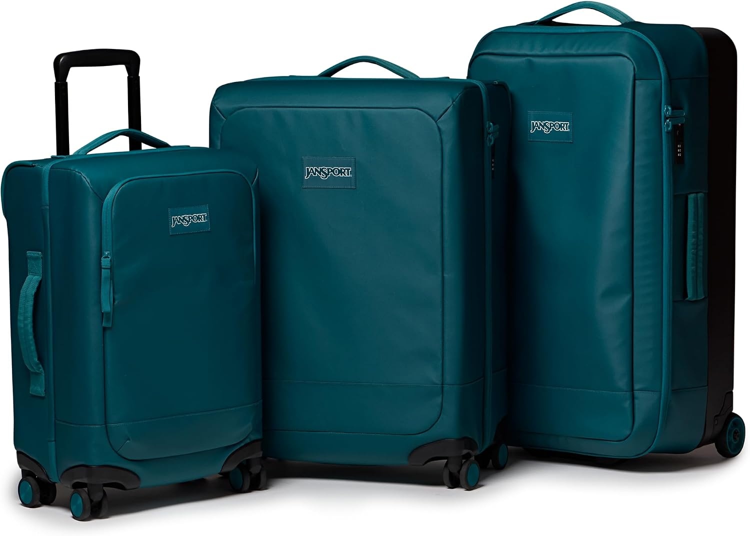 image:imageJanSport Good Latitude Checked Spinner Suitcase 68L Water Resistant Travel Luggage 26inch Large Durable Lightweight Rolling Hardside Softside Bag Smokey GritEmerald Pool