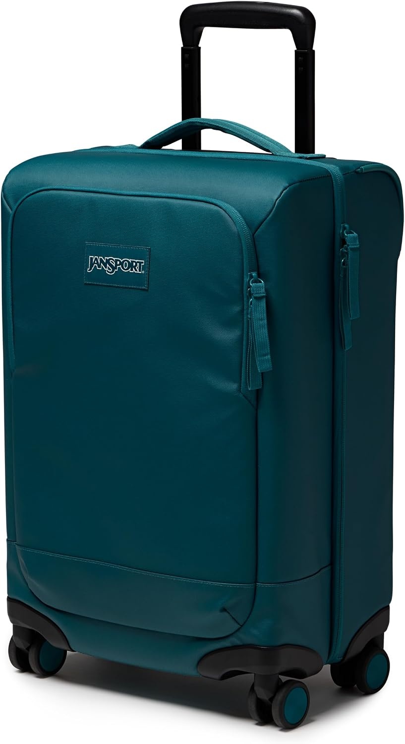 image:imageJanSport Good Latitude Checked Spinner Suitcase 68L Water Resistant Travel Luggage 26inch Large Durable Lightweight Rolling Hardside Softside Bag Smokey GritEmerald Pool