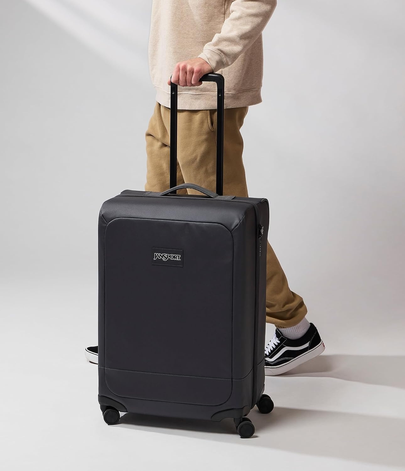 image:imageJanSport Good Latitude Checked Spinner Suitcase 68L Water Resistant Travel Luggage 26inch Large Durable Lightweight Rolling Hardside Softside Bag Smokey GritSmokey Grit