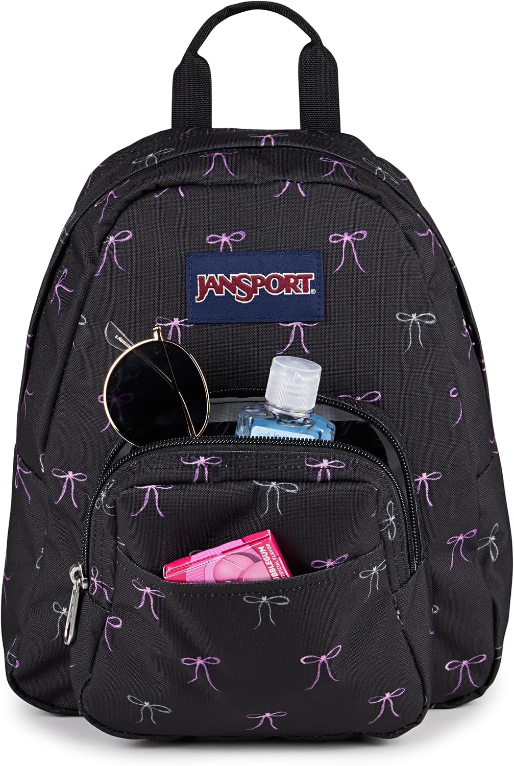 image:imageJanSport Half Pint Mini Backpack 102 L Durable Mini Bag Purse with Adjustable Shoulder Straps Single Main Compartment Zippered Stash Pocket BlackBad Bows