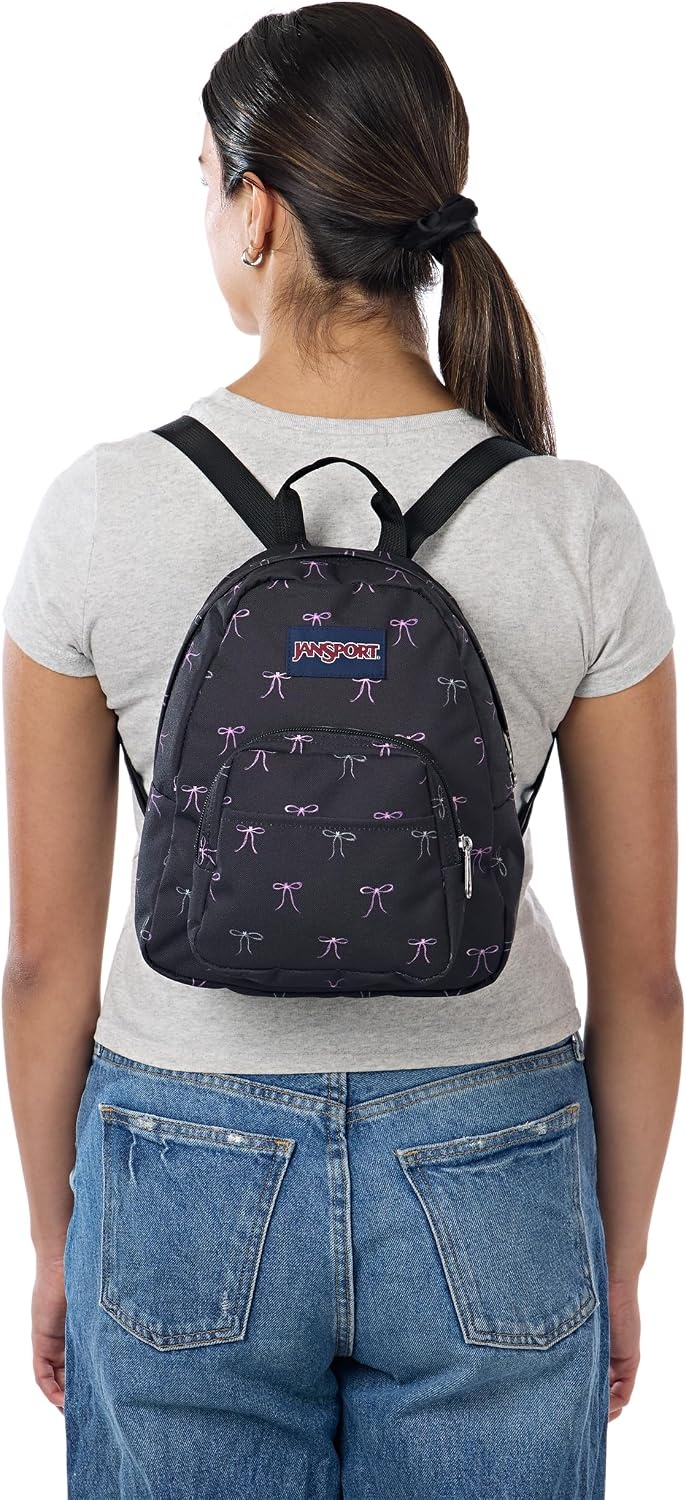 image:imageJanSport Half Pint Mini Backpack 102 L Durable Mini Bag Purse with Adjustable Shoulder Straps Single Main Compartment Zippered Stash Pocket BlackBad Bows