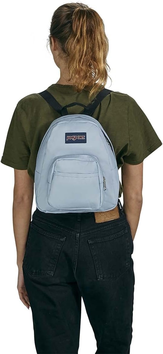 image:imageJanSport Half Pint Mini Backpack 102 L Durable Mini Bag Purse with Adjustable Shoulder Straps Single Main Compartment Zippered Stash Pocket BlackBlue Dusk