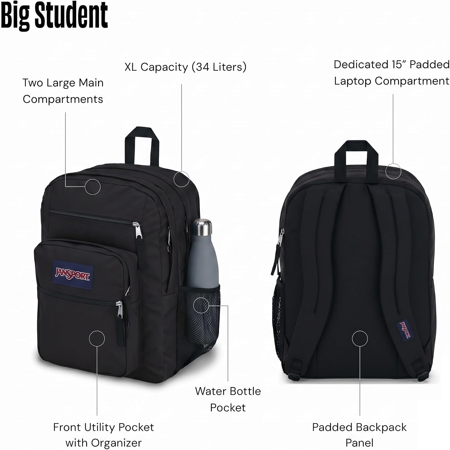 image:imageJanSport Laptop Backpack Computer Bag with 2 Compartments Ergonomic Shoulder Straps 15 Laptop Sleeve Haul Handle Cyberspace GalaxyBlack