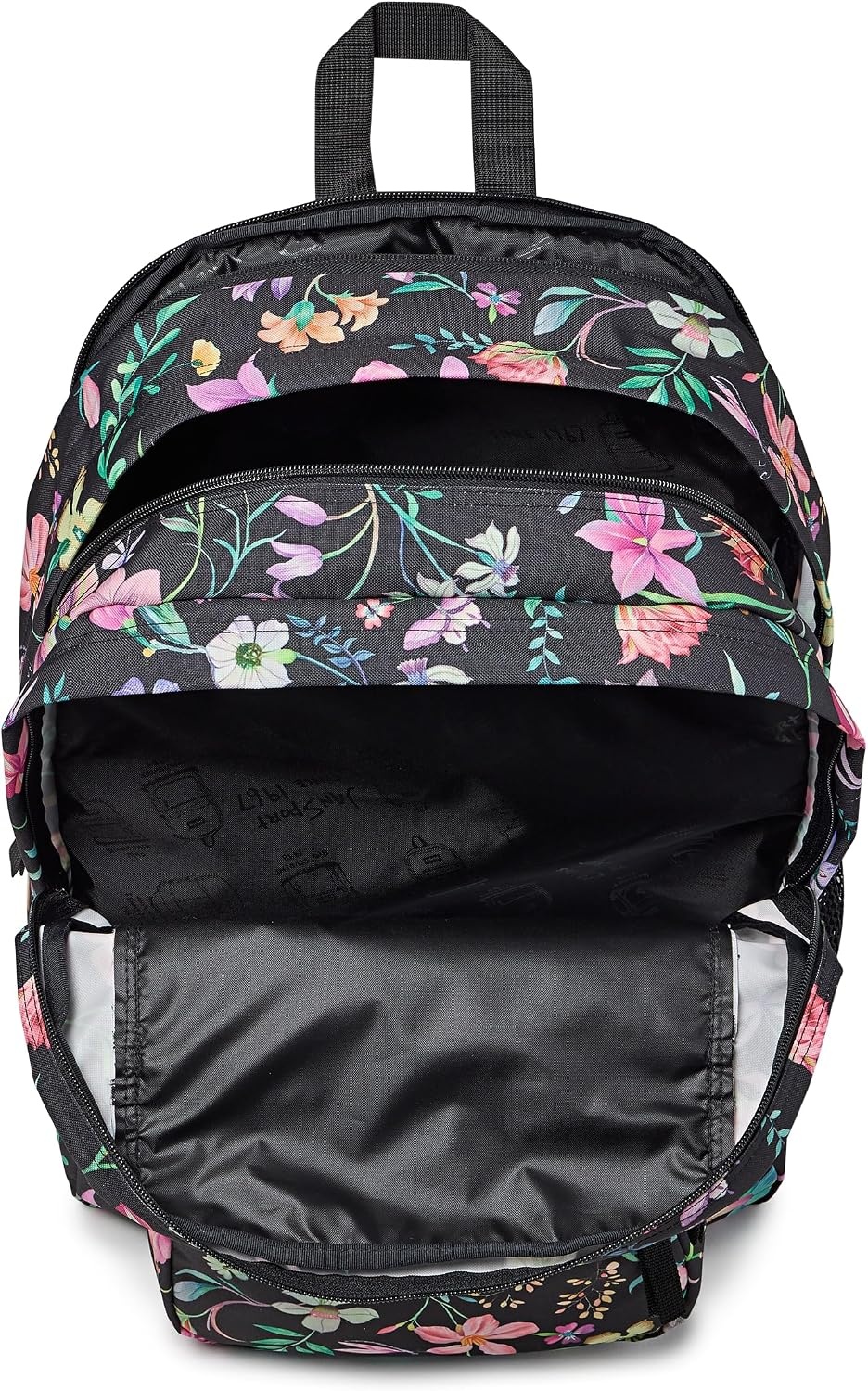 image:imageJanSport Laptop Backpack Computer Bag with 2 Compartments Ergonomic Shoulder Straps 15 Laptop Sleeve Haul Handle Cyberspace GalaxyFlora Aura Black
