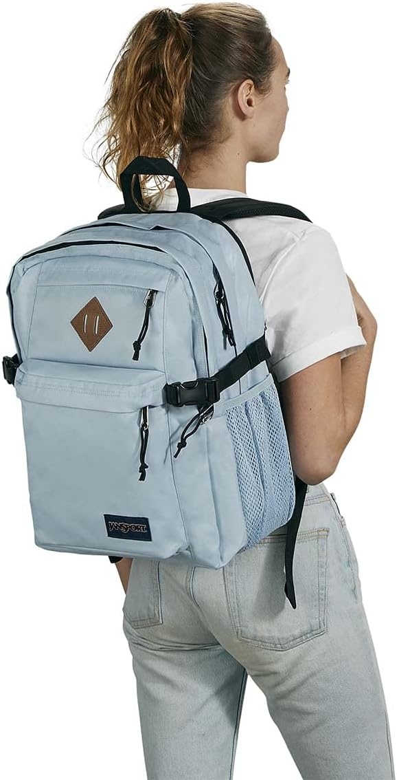 image:imageJanSport Main Campus Backpack Travel or Work backpack w 15Inch Laptop Sleeve and Dual Water Bottle Pockets Rows Of Bows NaturalLemon IceBlue Dusk