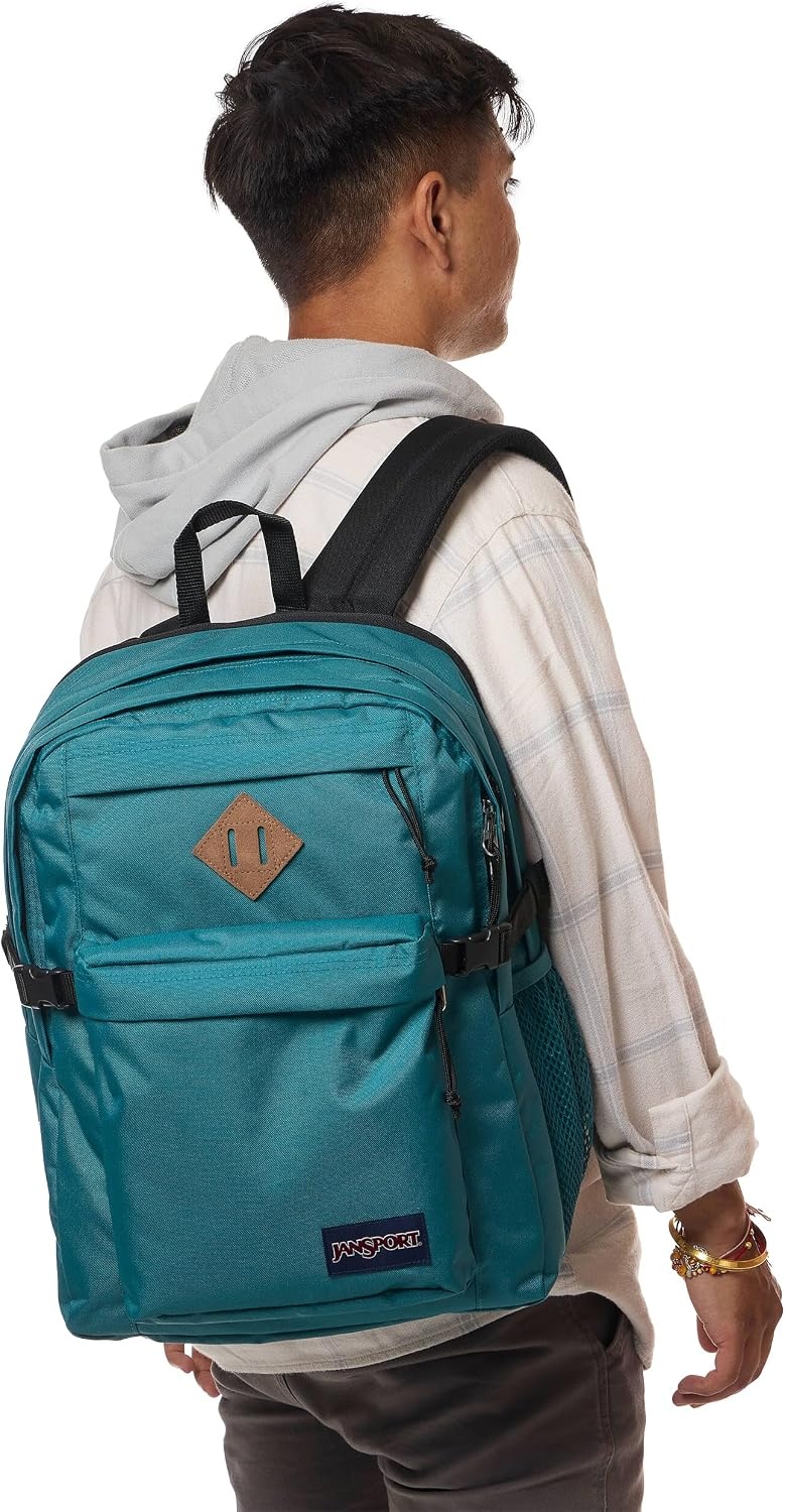 image:imageJanSport Main Campus Backpack Travel or Work backpack w 15Inch Laptop Sleeve and Dual Water Bottle Pockets Rows Of Bows NaturalLemon IceEmerald Pool
