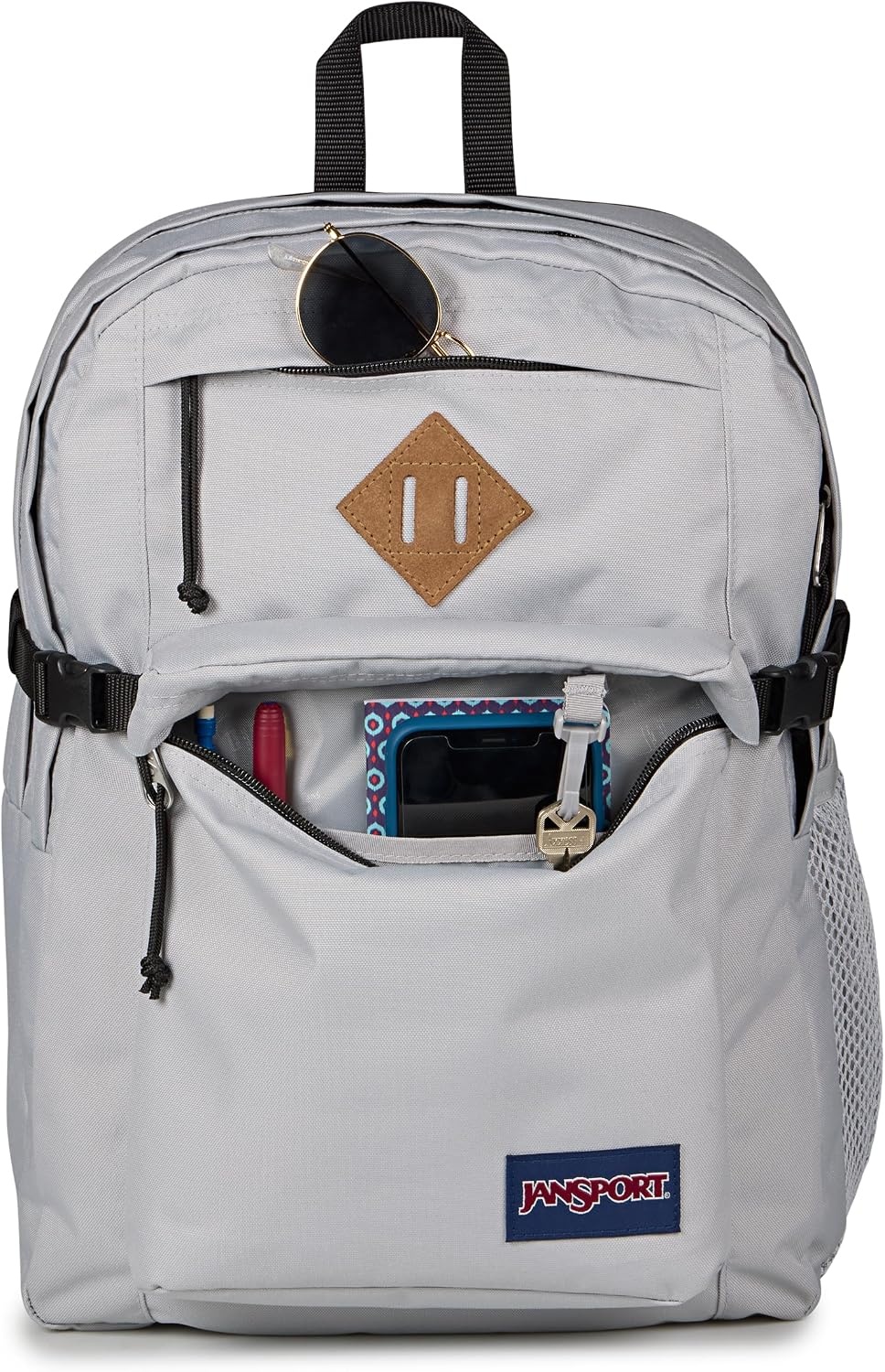 image:imageJanSport Main Campus Backpack Travel or Work backpack w 15Inch Laptop Sleeve and Dual Water Bottle Pockets Rows Of Bows NaturalLemon IceGrounded Grey