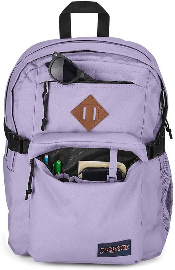 image:imageJanSport Main Campus Backpack Travel or Work backpack w 15Inch Laptop Sleeve and Dual Water Bottle Pockets Rows Of Bows NaturalLemon IcePastel Lilac