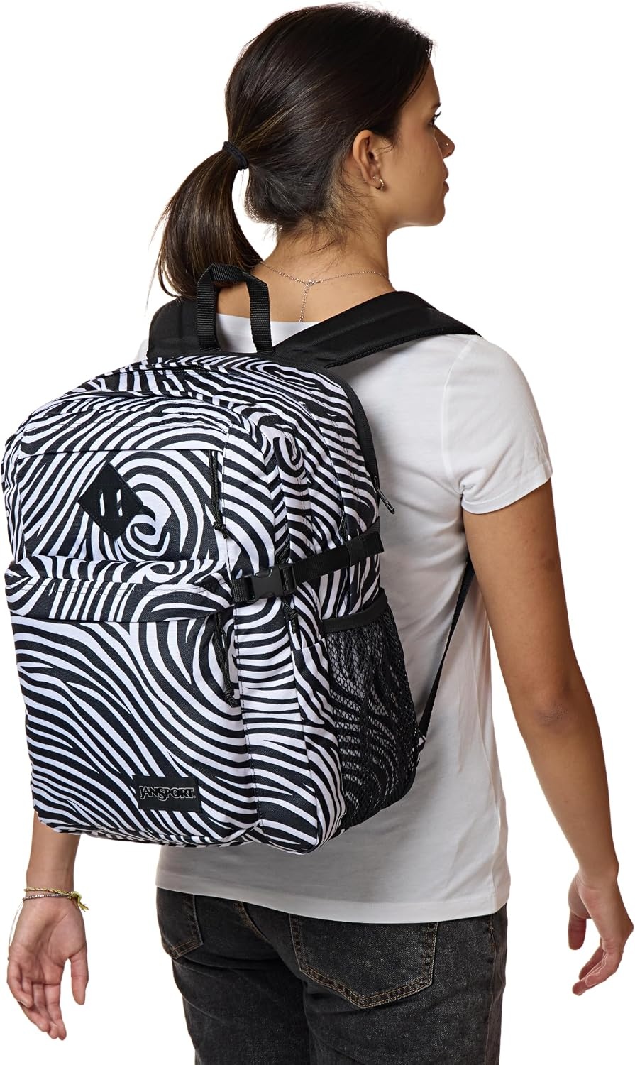image:imageJanSport Main Campus Backpack Travel or Work backpack w 15Inch Laptop Sleeve and Dual Water Bottle Pockets Rows Of Bows NaturalLemon IceSurreal Swirlies