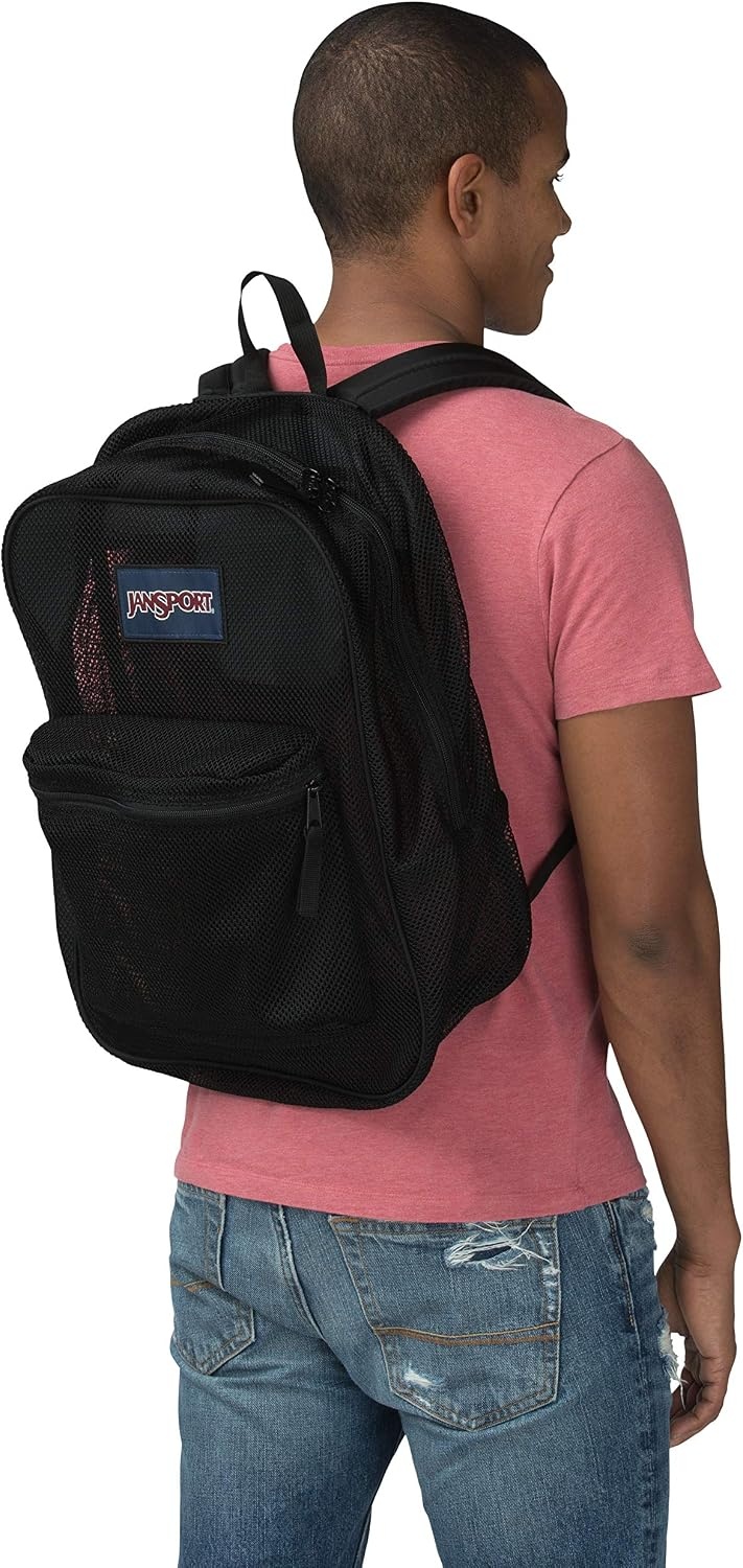 image:imageJanSport Mesh Pack See Through Backpack Ideal for Class Work Travel or Beach Outings BlackBlack