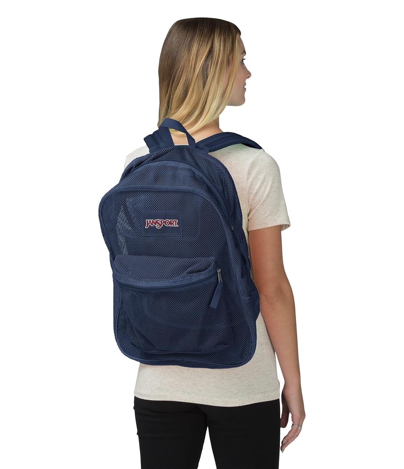 image:imageJanSport Mesh Pack See Through Backpack Ideal for Class Work Travel or Beach Outings BlackNavy