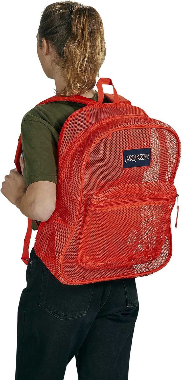 image:imageJanSport Mesh Pack See Through Backpack Ideal for Class Work Travel or Beach Outings BlackRed