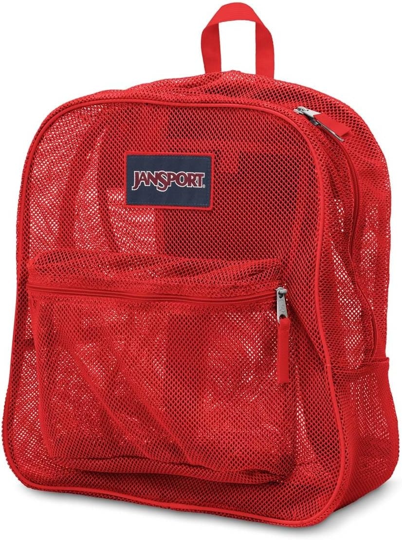 image:imageJanSport Mesh Pack See Through Backpack Ideal for Class Work Travel or Beach Outings BlackRed Tape