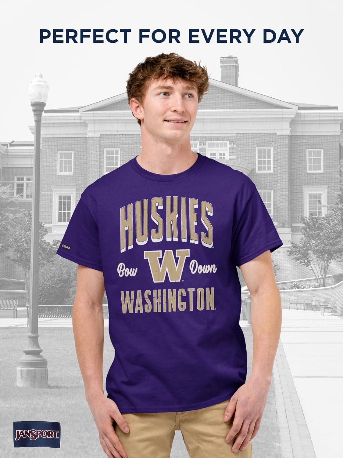 image:imageJanSport NCAA Officially Licensed Campus Short Sleeve T Shirt for Men Soft amp Breathable PreShrunk Cotton Crewneck T ShirtWashington Huskies
