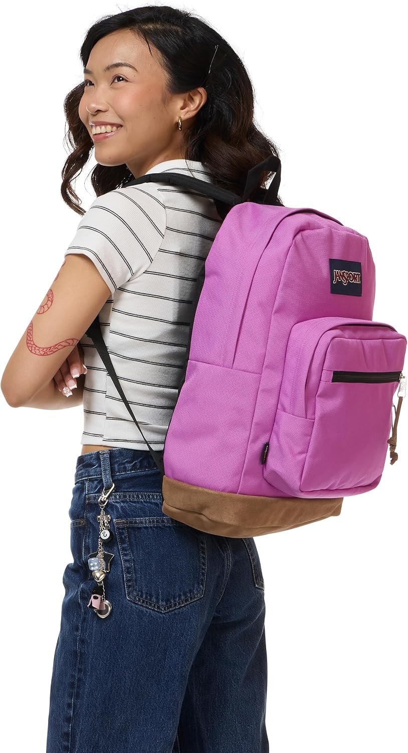 image:imageJanSport Right Pack Backpack Durable Daypack with Padded 15 Laptop Sleeve Spacious Main Compartment amp Integrated Water Bottle Pocket Rustic Roses Moon FlowerBluPnkGrnDigital Fuchsia