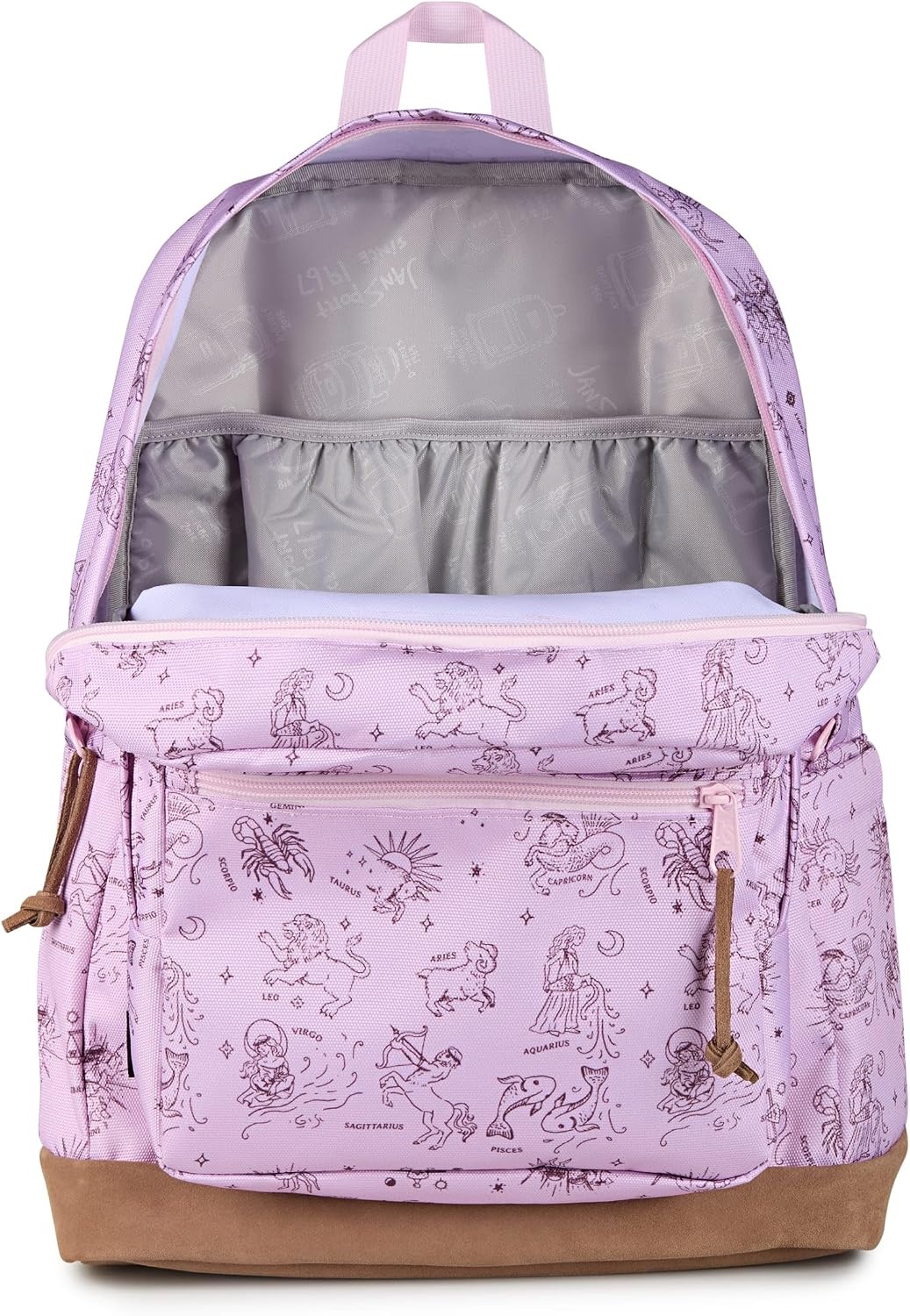 image:imageJanSport Right Pack Backpack Durable Daypack with Padded 15 Laptop Sleeve Spacious Main Compartment amp Integrated Water Bottle Pocket Rustic Roses Moon FlowerBluPnkGrnHoroscope Horizons Pink IceMahogany Haze
