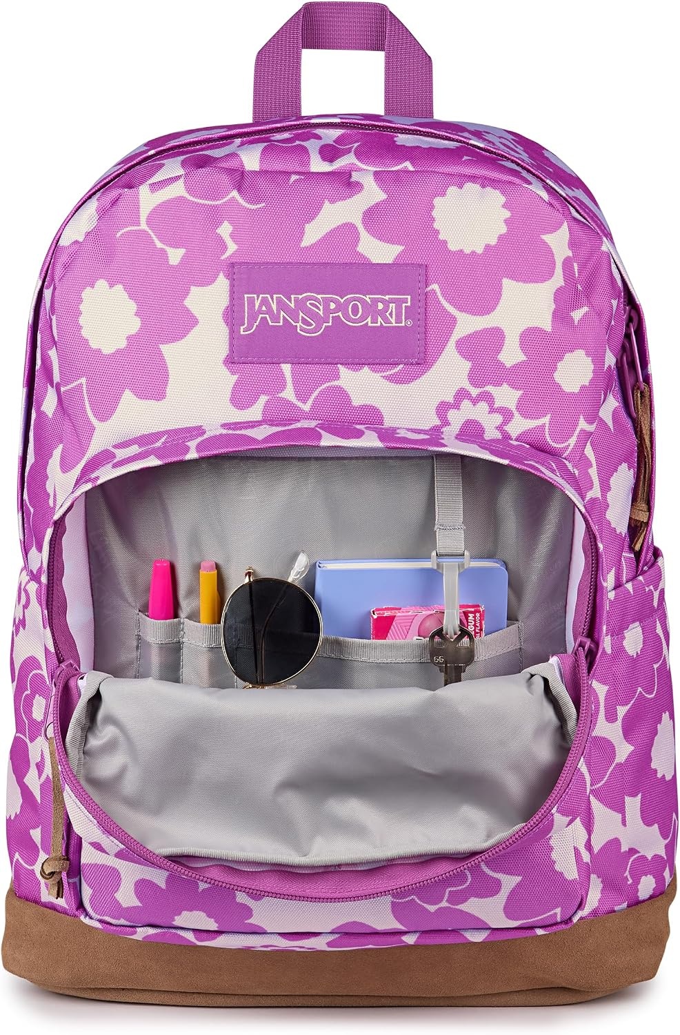 image:imageJanSport Right Pack Backpack Durable Daypack with Padded 15 Laptop Sleeve Spacious Main Compartment amp Integrated Water Bottle Pocket Rustic Roses Moon FlowerBluPnkGrnBlossom Bae Pink