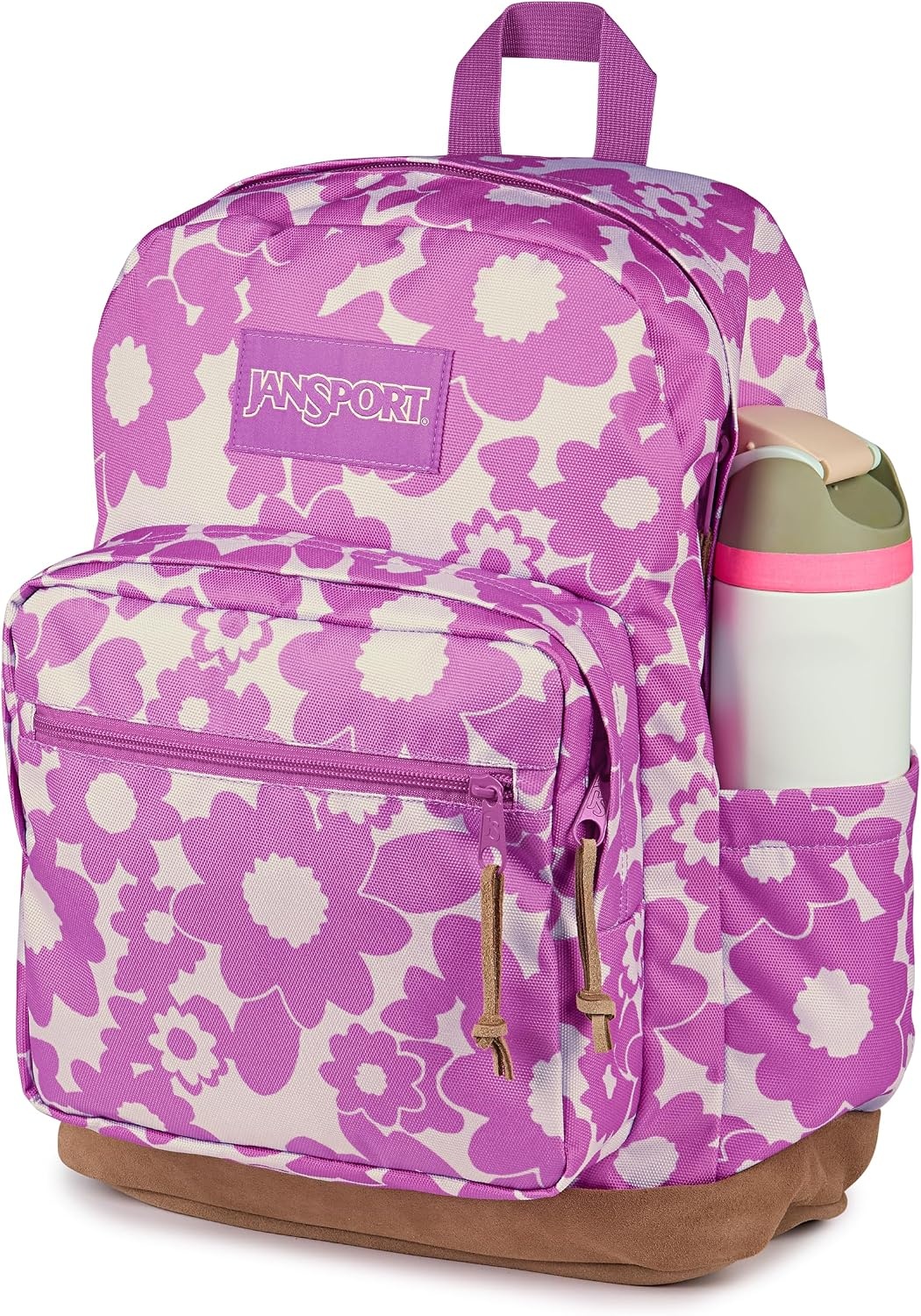 image:imageJanSport Right Pack Backpack Durable Daypack with Padded 15 Laptop Sleeve Spacious Main Compartment amp Integrated Water Bottle Pocket Rustic Roses Moon FlowerBluPnkGrnBlossom Bae Pink