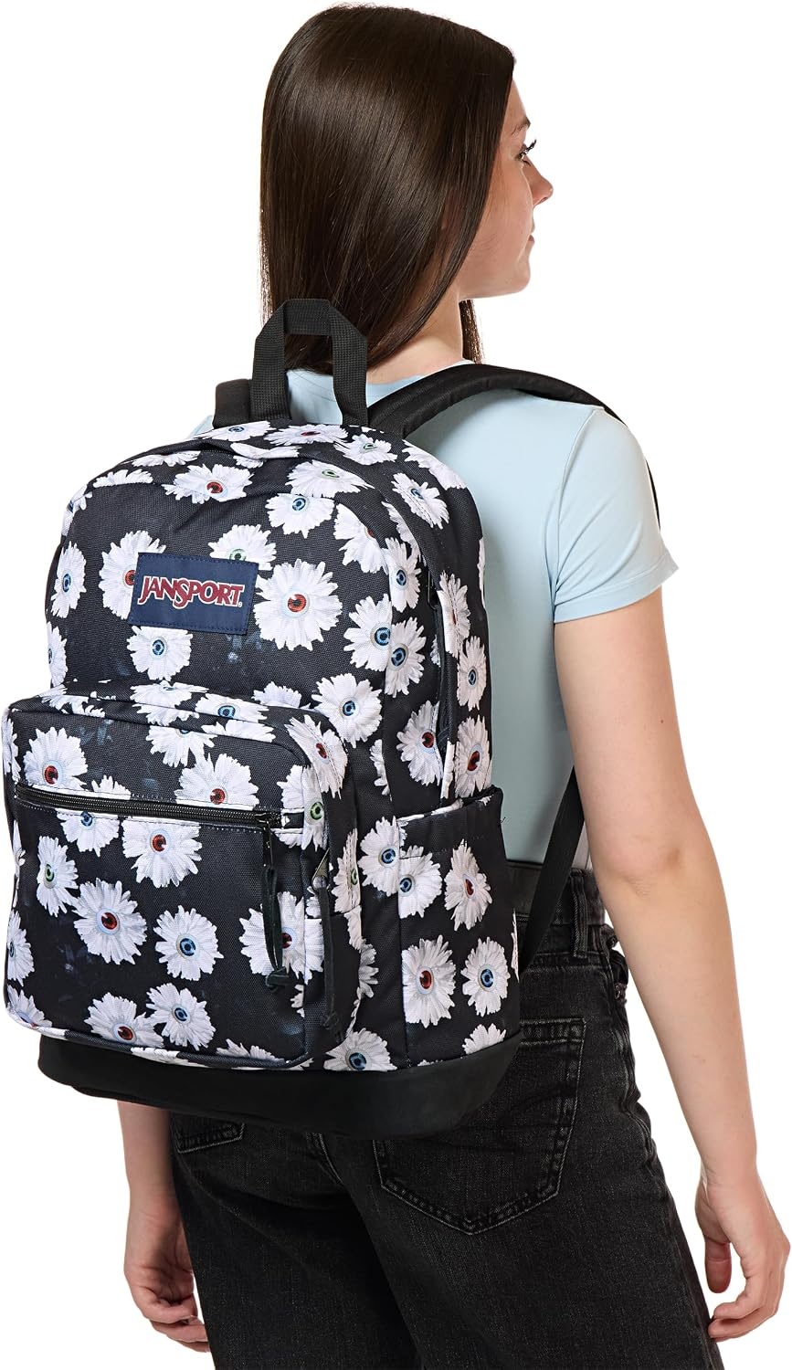 image:imageJanSport Right Pack Backpack Durable Daypack with Padded 15 Laptop Sleeve Spacious Main Compartment amp Integrated Water Bottle Pocket Rustic Roses Moon FlowerBluPnkGrnEyeball Blossom