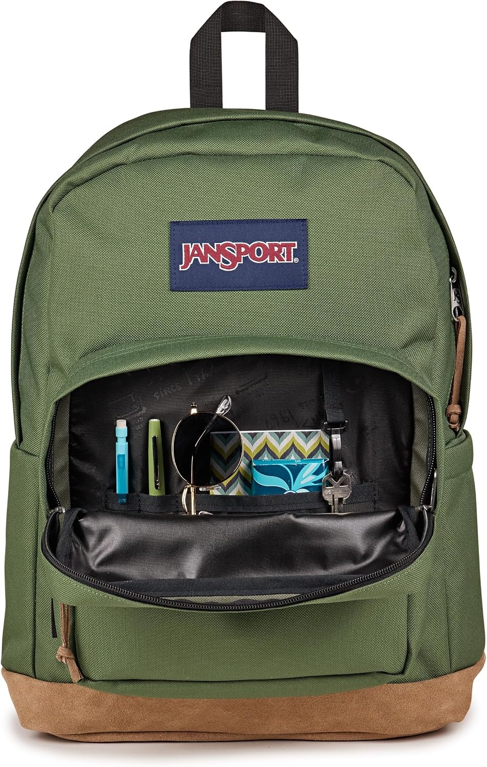 image:imageJanSport Right Pack Backpack Durable Daypack with Padded 15 Laptop Sleeve Spacious Main Compartment amp Integrated Water Bottle Pocket Rustic Roses Moon FlowerBluPnkGrnCargo Green