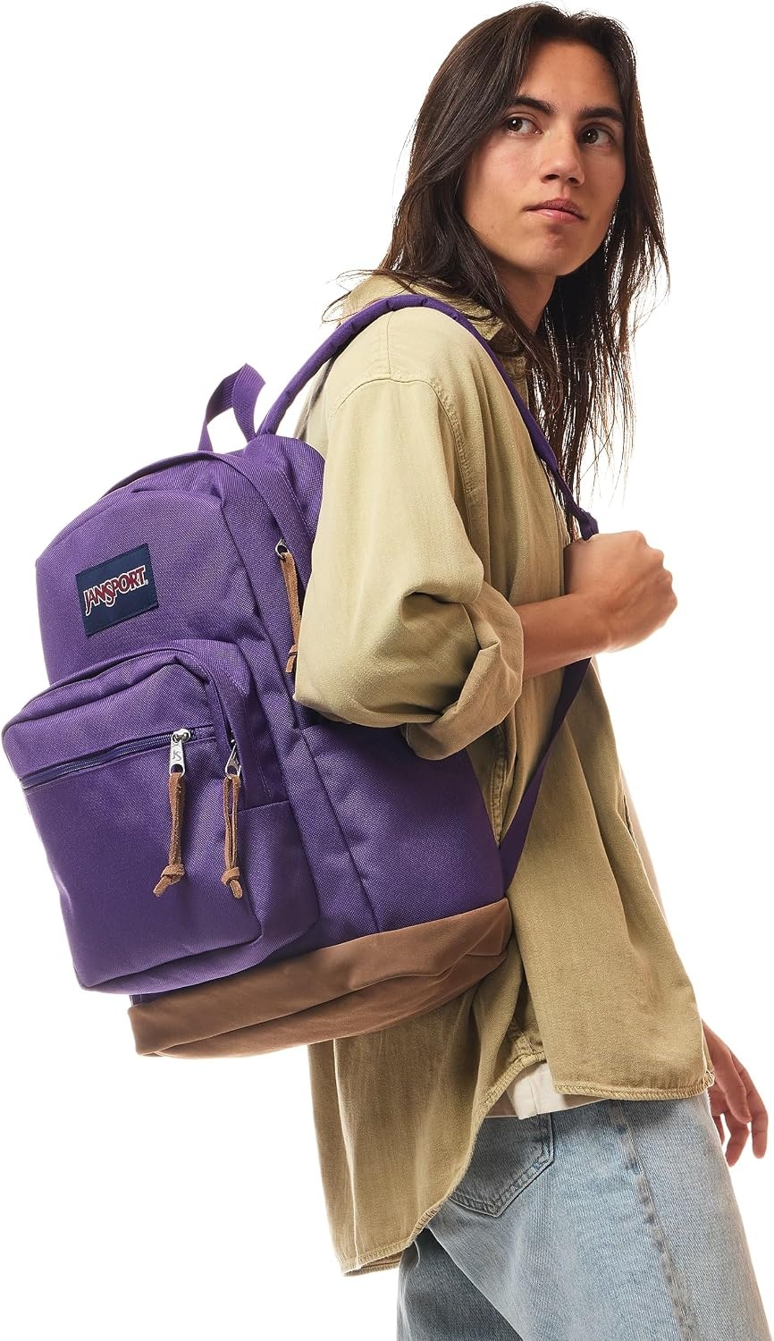 image:imageJanSport Right Pack Backpack Durable Daypack with Padded 15 Laptop Sleeve Spacious Main Compartment amp Integrated Water Bottle Pocket Rustic Roses Moon FlowerBluPnkGrnGrape Jelly