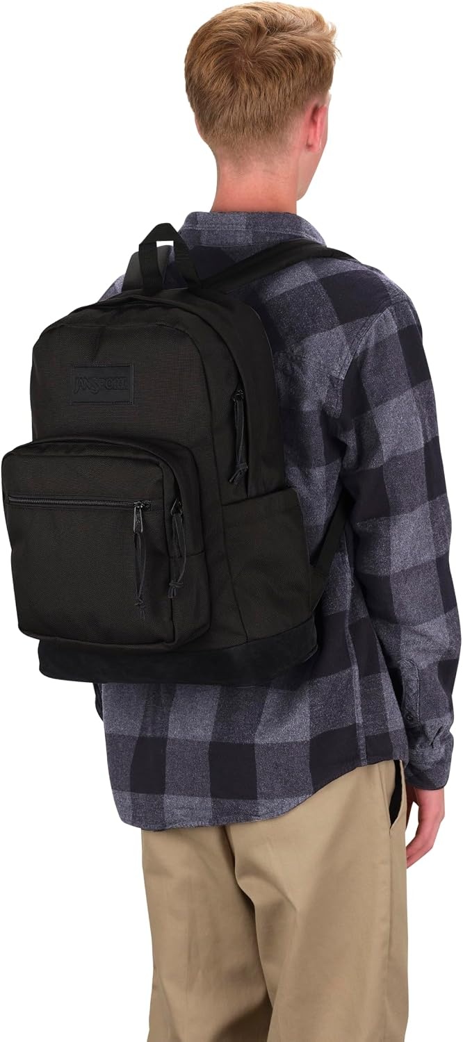 image:imageJanSport Right Pack Backpack Durable Daypack with Padded 15 Laptop Sleeve Spacious Main Compartment amp Integrated Water Bottle Pocket Rustic Roses Moon FlowerBluPnkGrnMonochrome Black