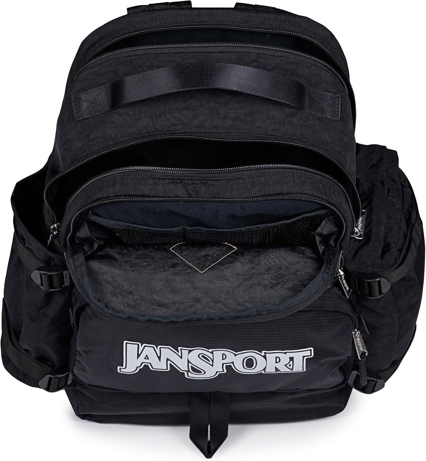 image:imageJanSport Seattle Pack Durable Backpack with Main Compartment Dual Water Bottle Pockets Lined Laptop Sleeve TravertineBlack