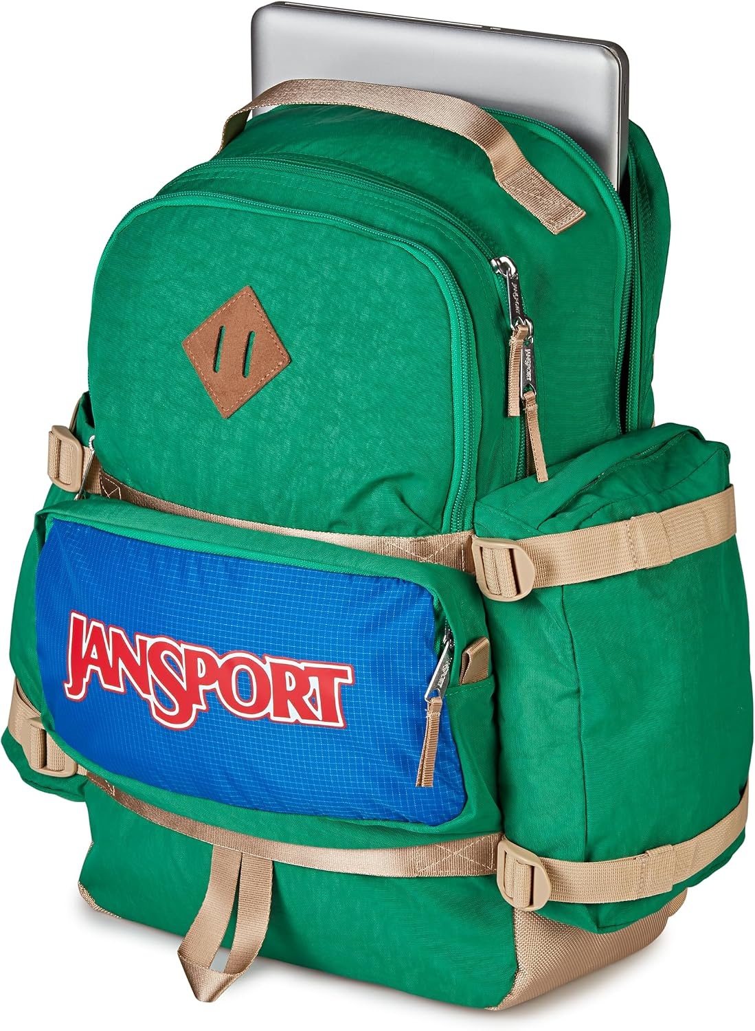 image:imageJanSport Seattle Pack Durable Backpack with Main Compartment Dual Water Bottle Pockets Lined Laptop Sleeve TravertineJelly Kelly