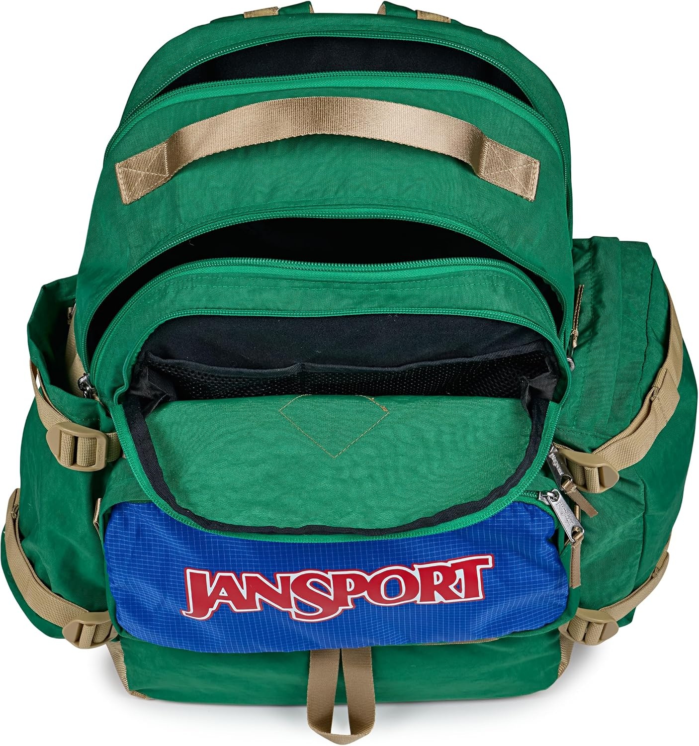image:imageJanSport Seattle Pack Durable Backpack with Main Compartment Dual Water Bottle Pockets Lined Laptop Sleeve TravertineJelly Kelly