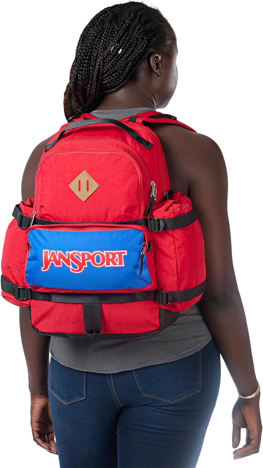 image:imageJanSport Seattle Pack Durable Backpack with Main Compartment Dual Water Bottle Pockets Lined Laptop Sleeve TravertineRed Tape